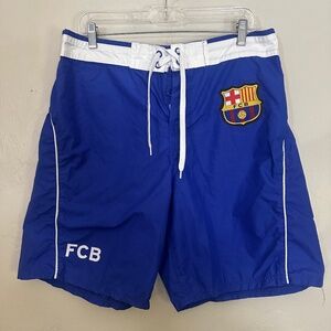FC Barcelona  Soccer Shorts 38" waist 9" inseam 100% polyester Gently worn